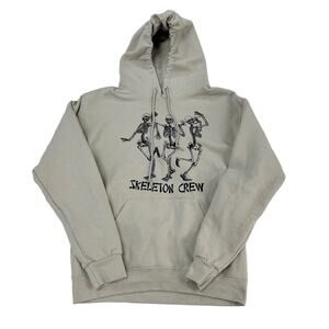 Bowery Supply Co Unisex Cream Black Skeleton Crew Graphic Hoodie Small